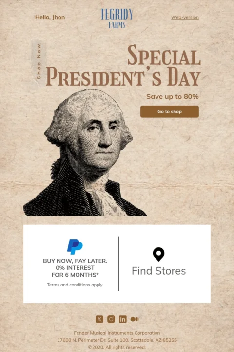 Presidents Day email template