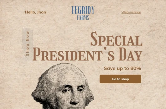 Tegridy Farms email template for desktop