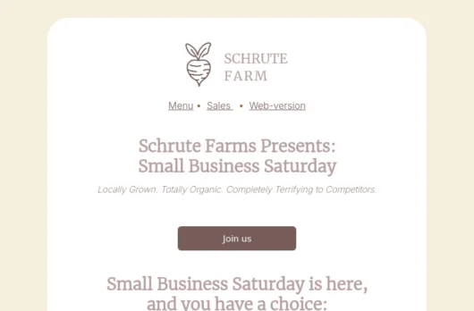 Small Business Saturday email template for desktop