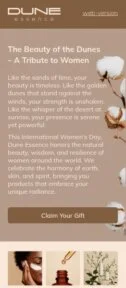 Dune Essence email template for mobile