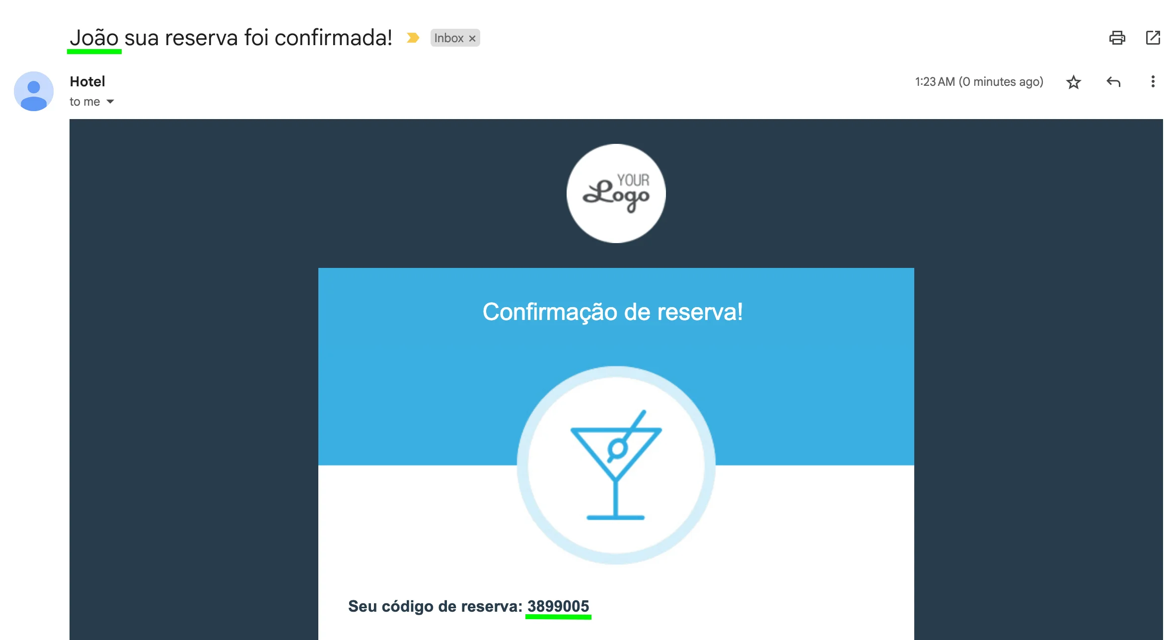 Exemplo de personalização com conteúdo dinâmico
