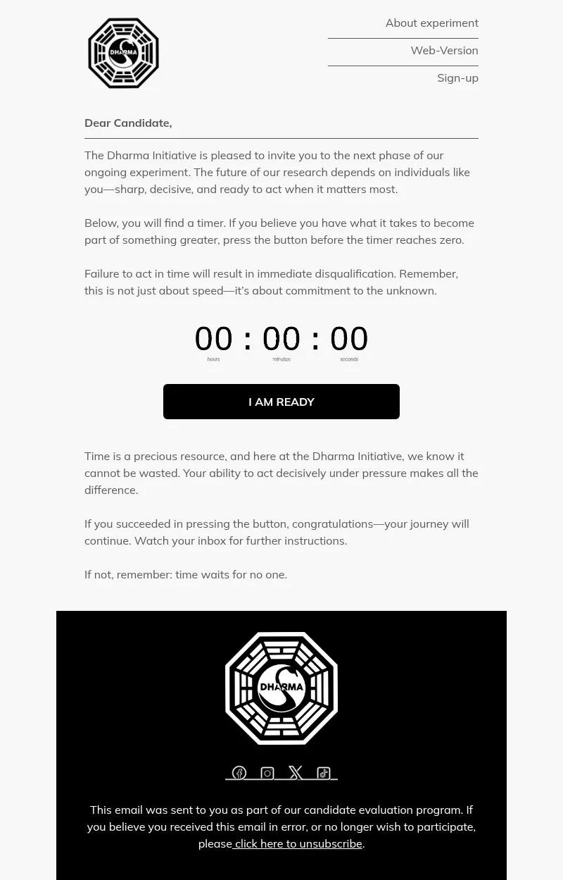 Dharma email template for desktop