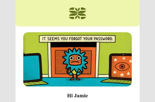 Password Recovery email template for desktop