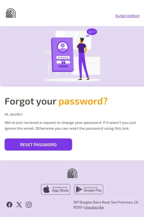 Password reset email template