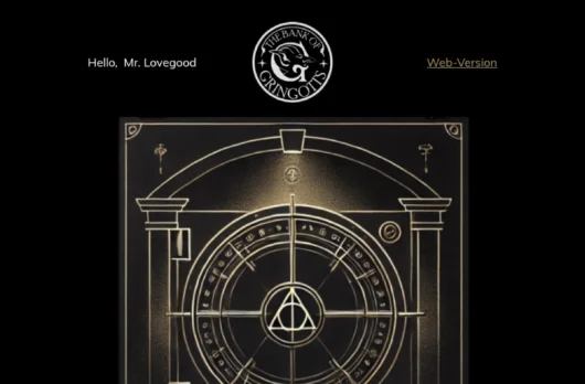 Gringotts email template for desktop