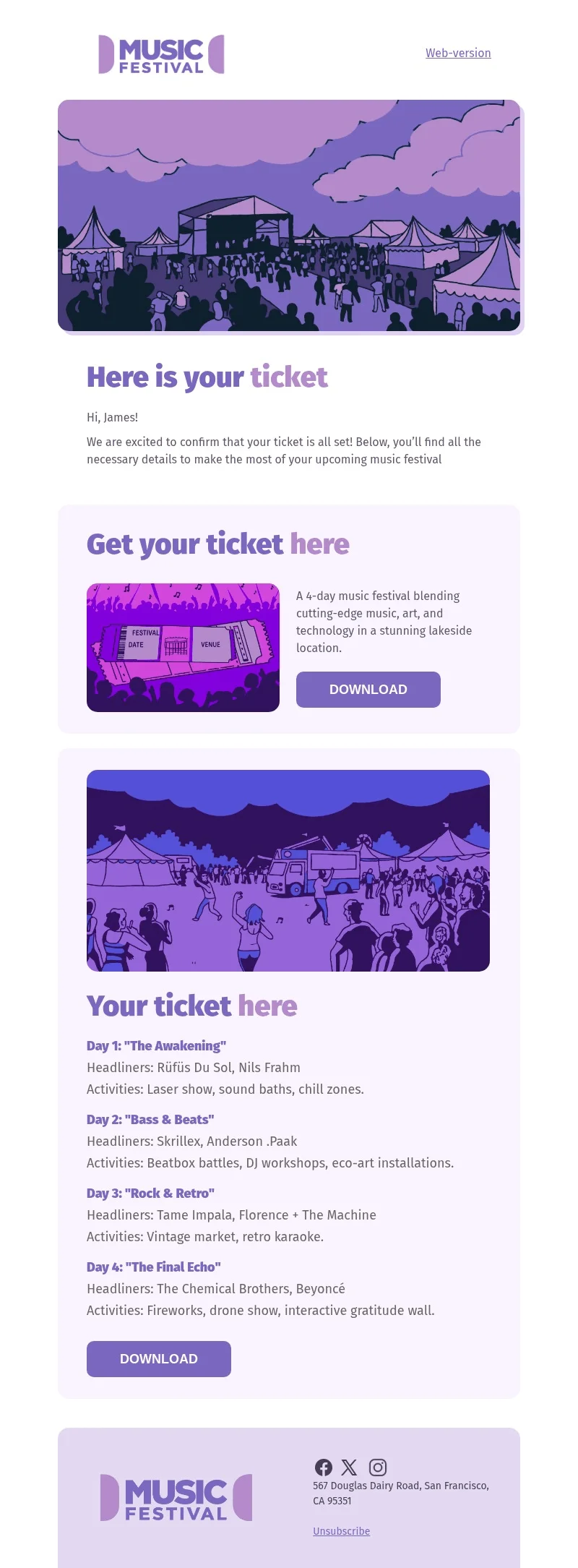 Order Confirmed email template for desktop