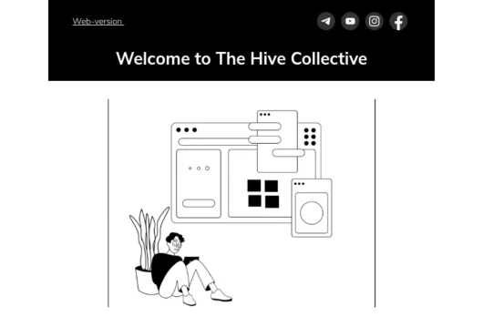 Hive Coworking email template for desktop