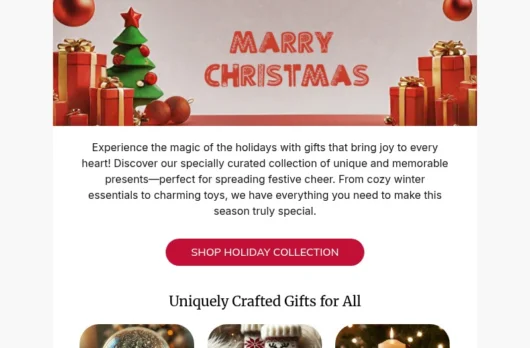 Holiday Cheer Alert email template for desktop