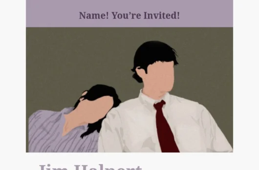 Jim & Pam email template for desktop