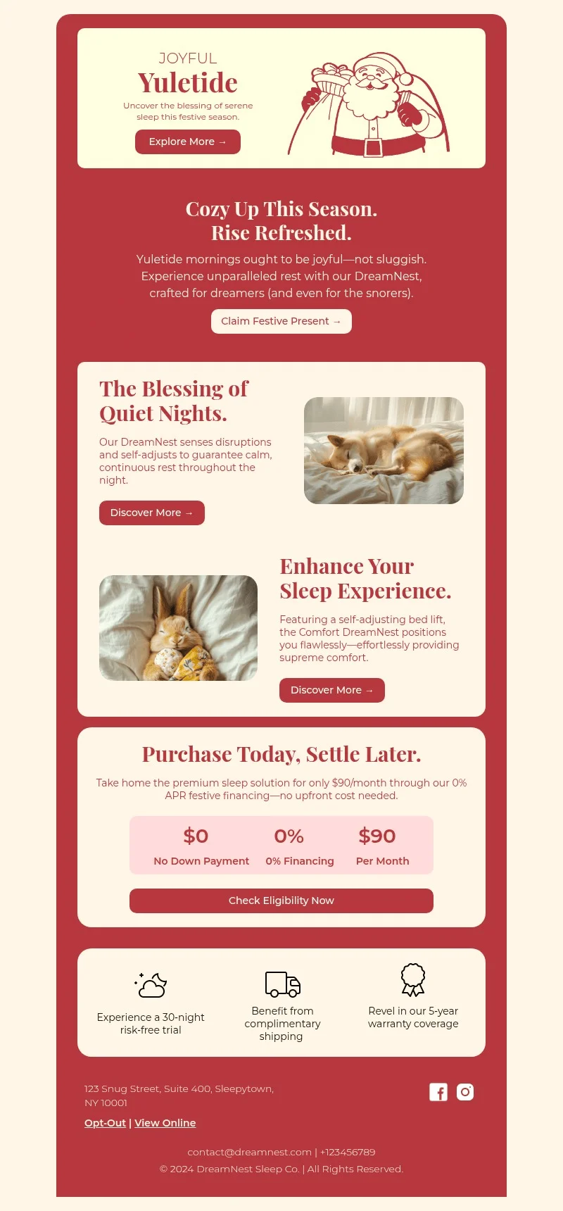 Merry Christmas email template for desktop