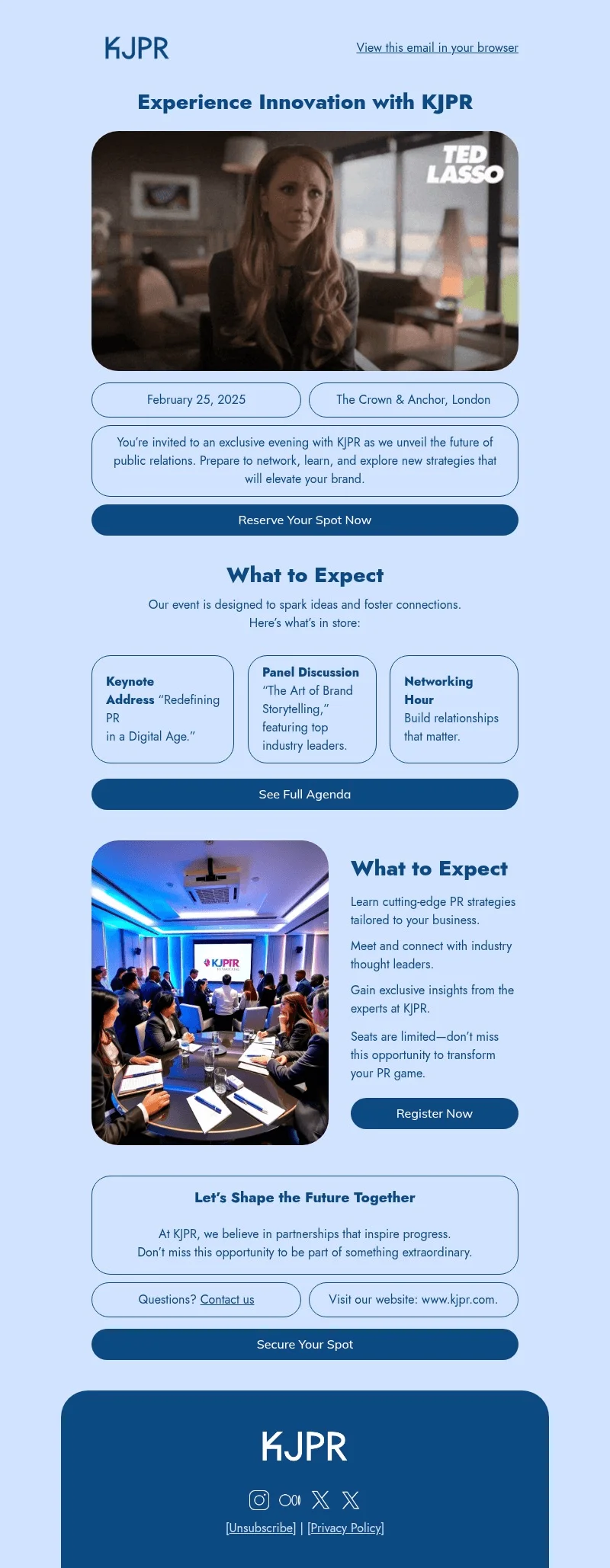 KJPR email template for desktop