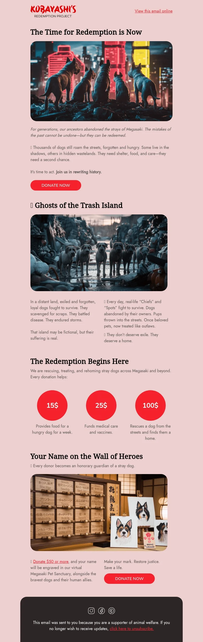 Kobayashi email template for desktop