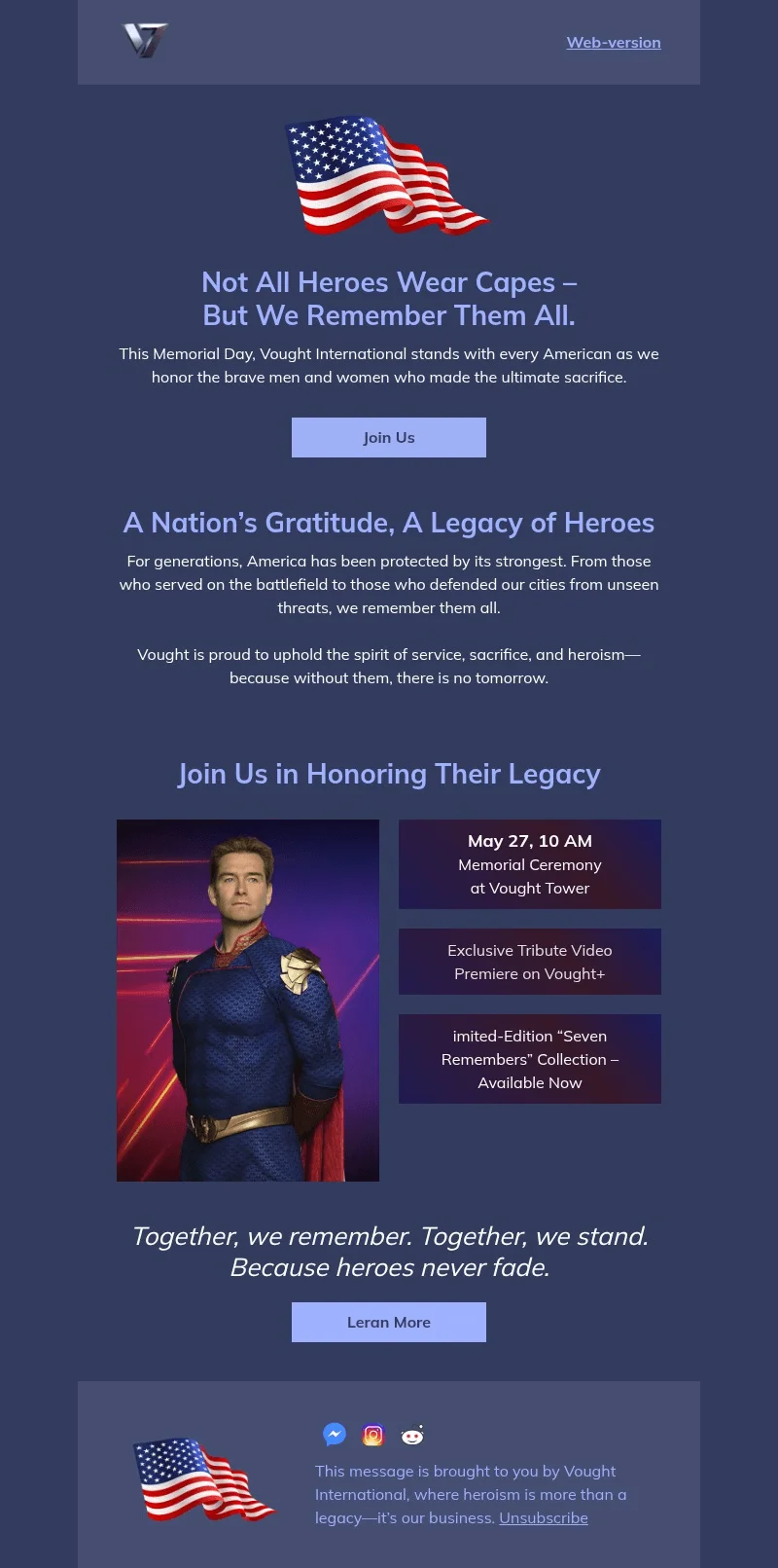 Vought International email template for desktop