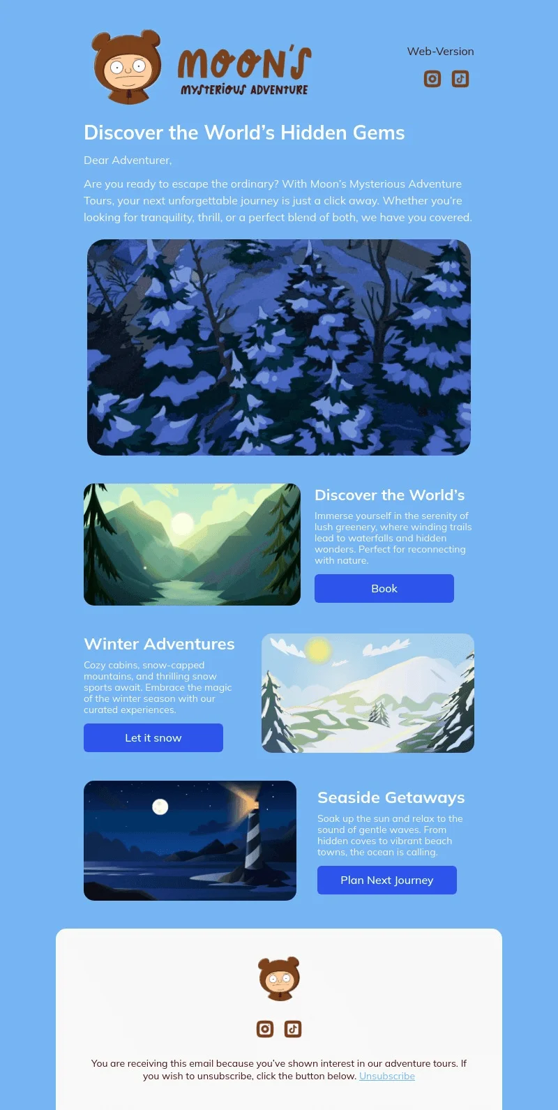 Moon’s email template for desktop