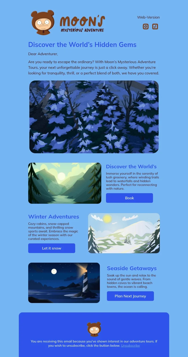 Moon’s email template for desktop