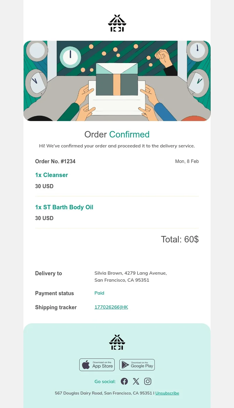 Post Office email template for desktop