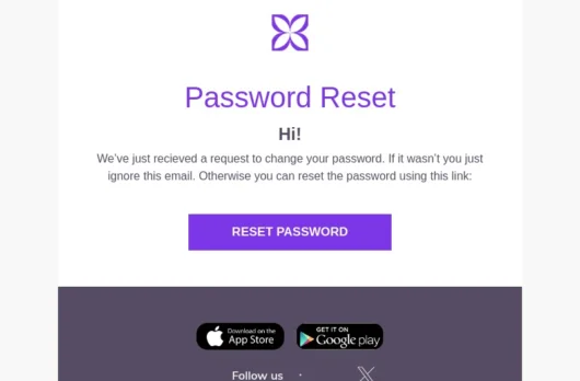 Password Reset email template for desktop