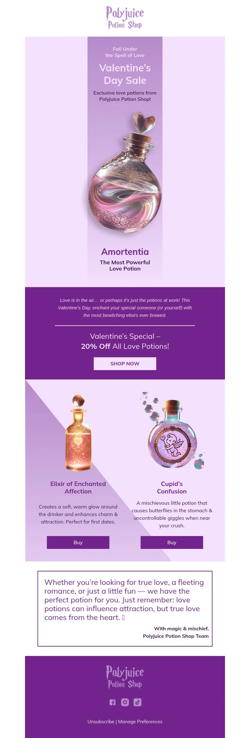 Polyjuice email template for desktop