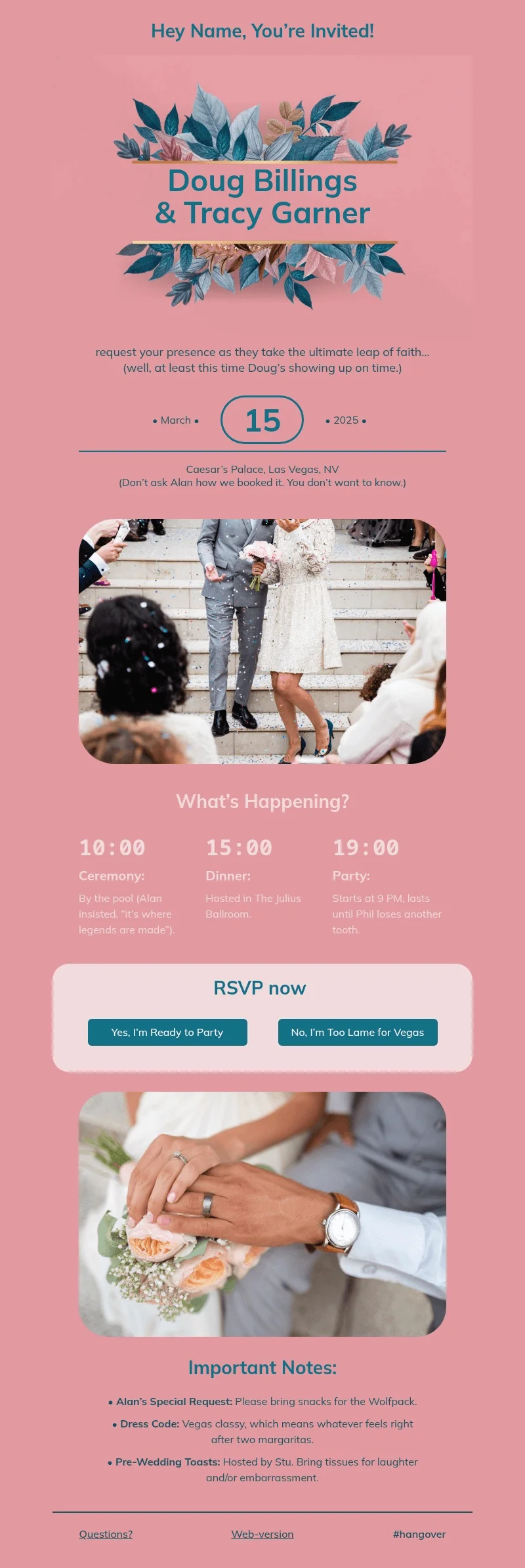 Hangover email template for desktop