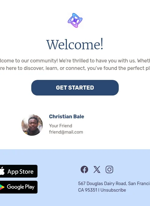 Welcome email template