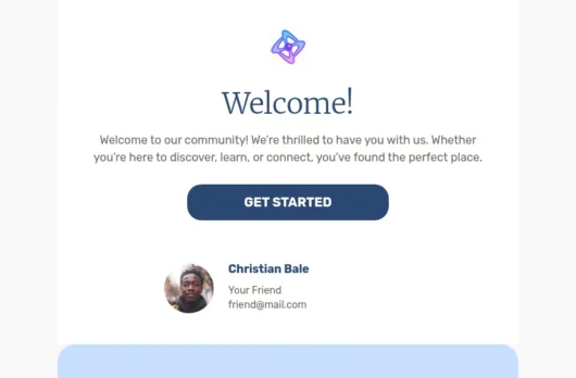 Welcome email template for desktop