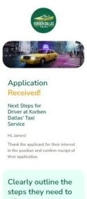 Application Received email template for mobile