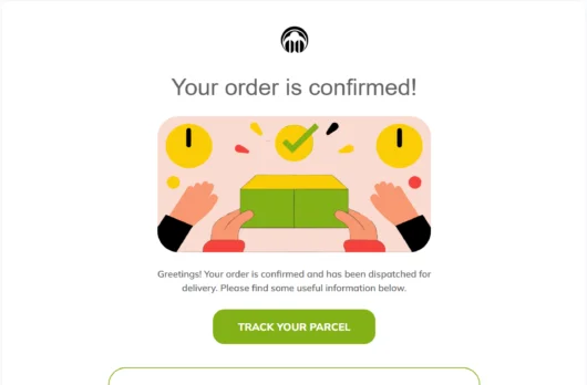 Order Confirmed 2 email template for desktop