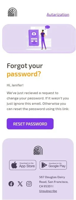 Forgot Password email template for mobile