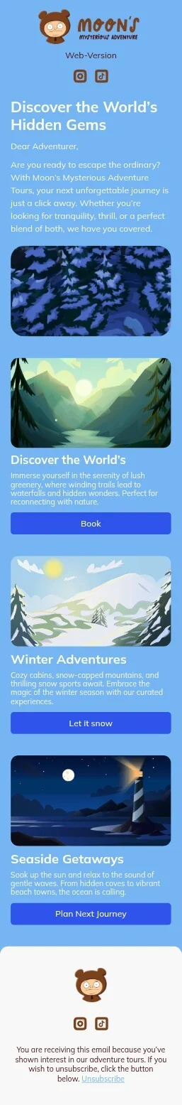 Moon’s email template for mobile