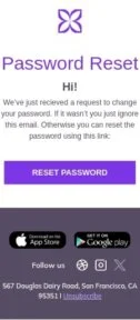 Password Reset email template for mobile