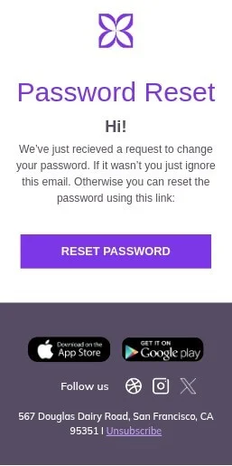 Password Reset email template for mobile