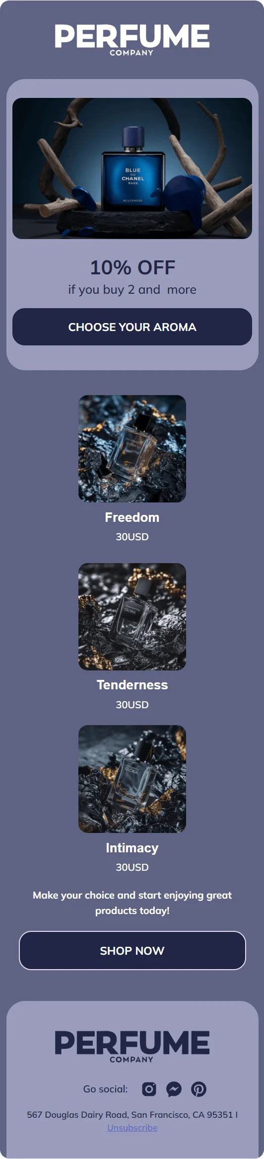 Perfume email template for mobile