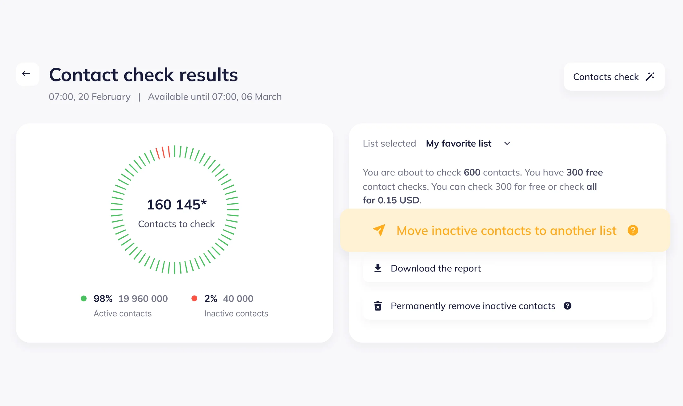 Email verifier interface