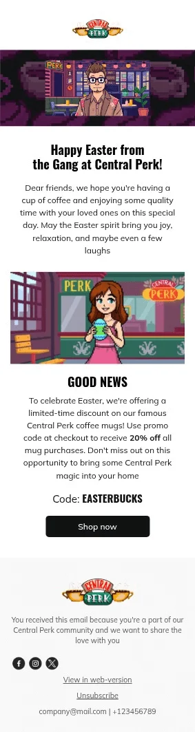Happy Easter email template for mobile