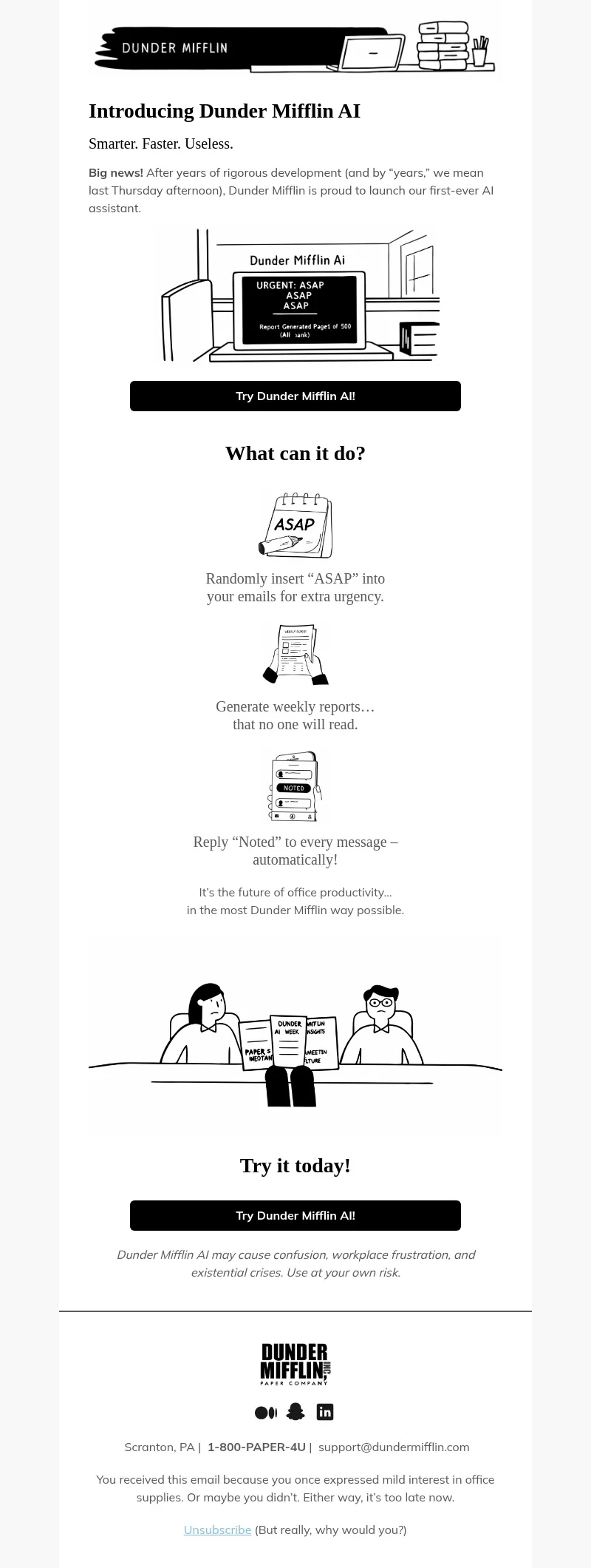 AI Launch email template for desktop