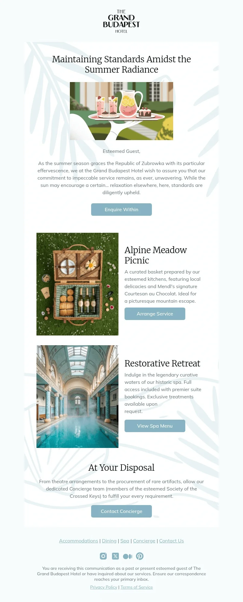 Summer email template for desktop