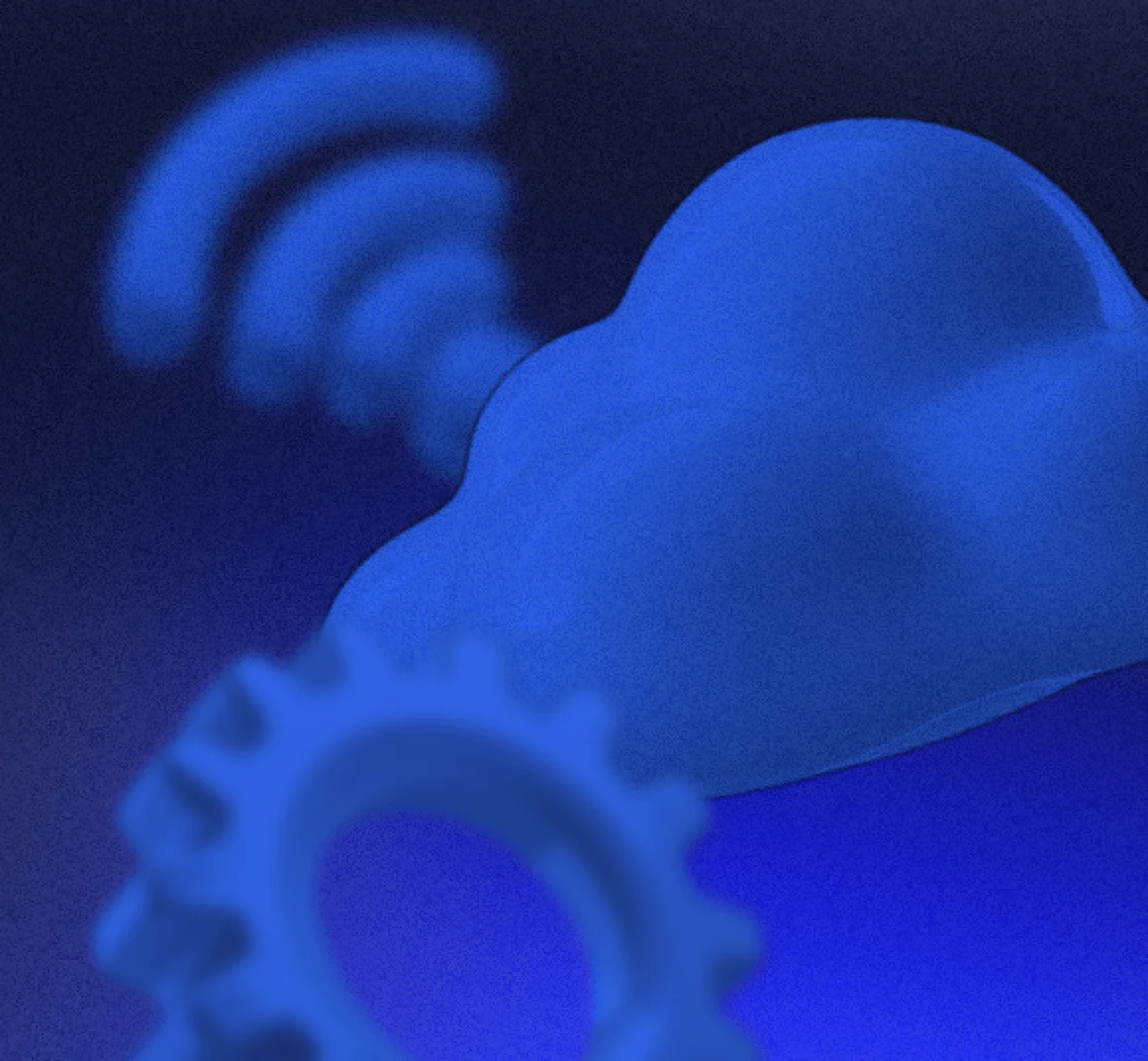 Picture showing a wi-fi signal and gears