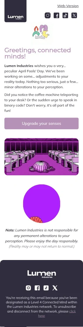Lumen Industries email template for mobile