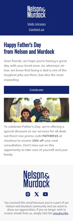 Nelson & Murdock email template for mobile