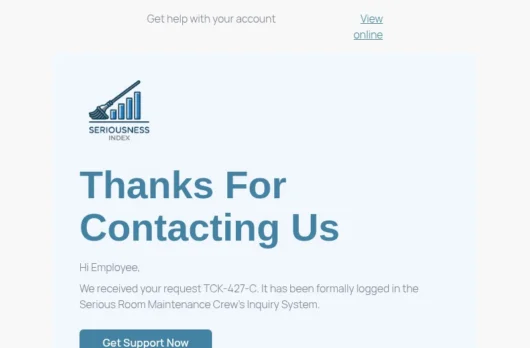 Seriousness Index email template for desktop
