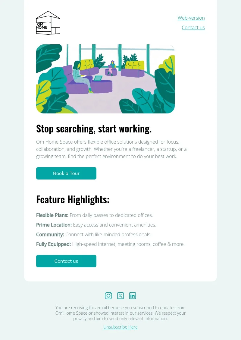 Workspace Promotion email template for desktop