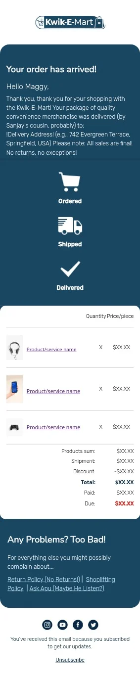 E-Mart email template for mobile