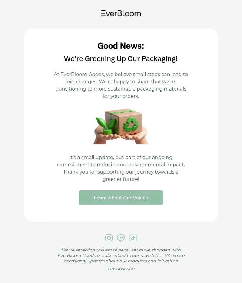 EverBloom email template for desktop