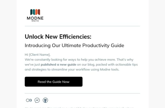 Productivity Guide email template for desktop