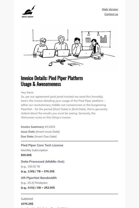 Invoice email template