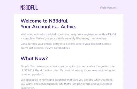 Thank You email template for desktop