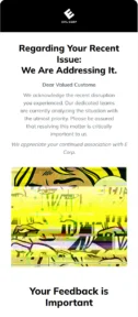 Customer Service email template for mobile