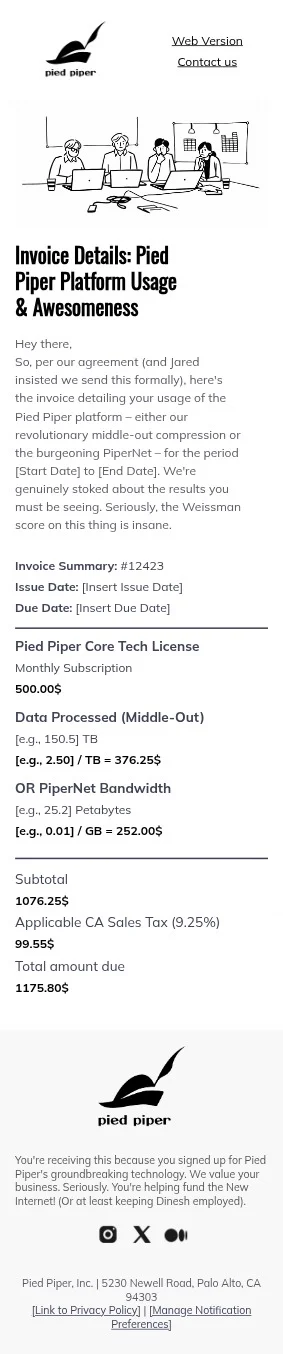 Invoice email template for mobile
