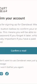 Account Confirmation email template for mobile