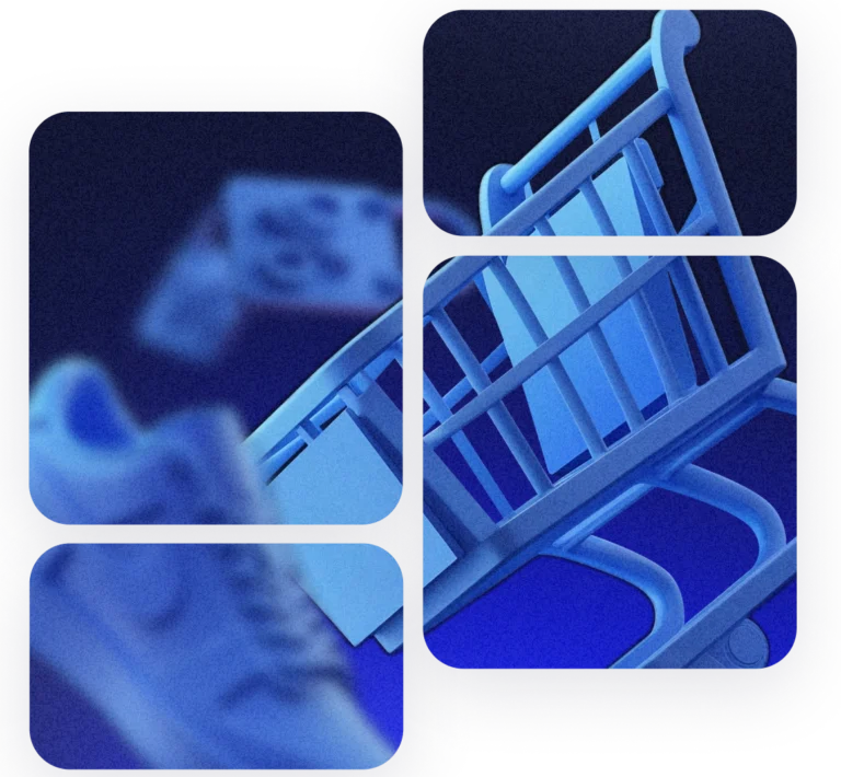 Picture showing an e-commerce shop card with goods